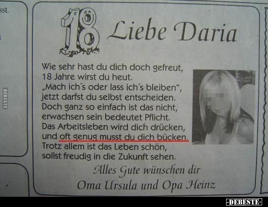 Liebe Daria..