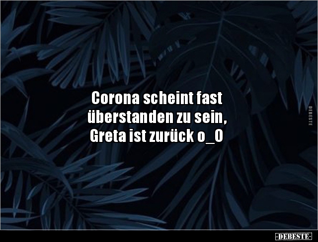 Corona scheint fast überstanden zu sein, Greta ist.. - Lustige Bilder | DEBESTE.de