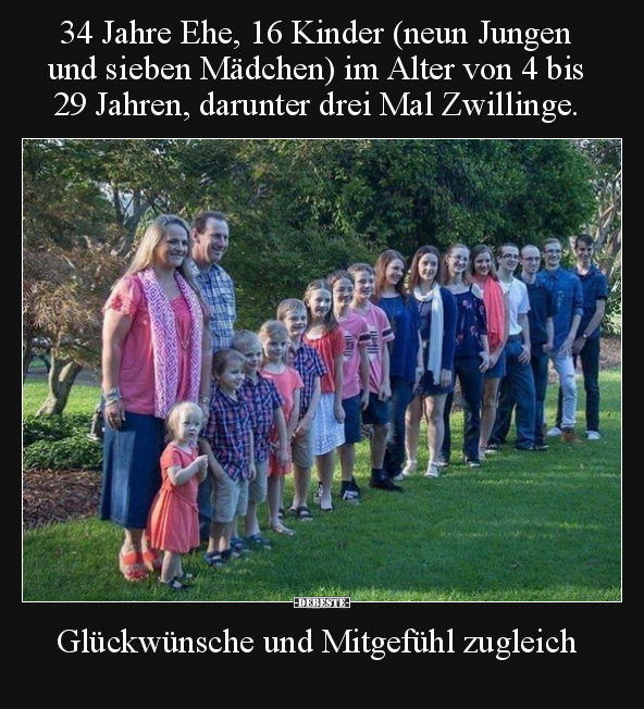 34 Jahre Ehe, 16 Kinder (neun Jungen und sieben Mädchen).. - Lustige Bilder | DEBESTE.de