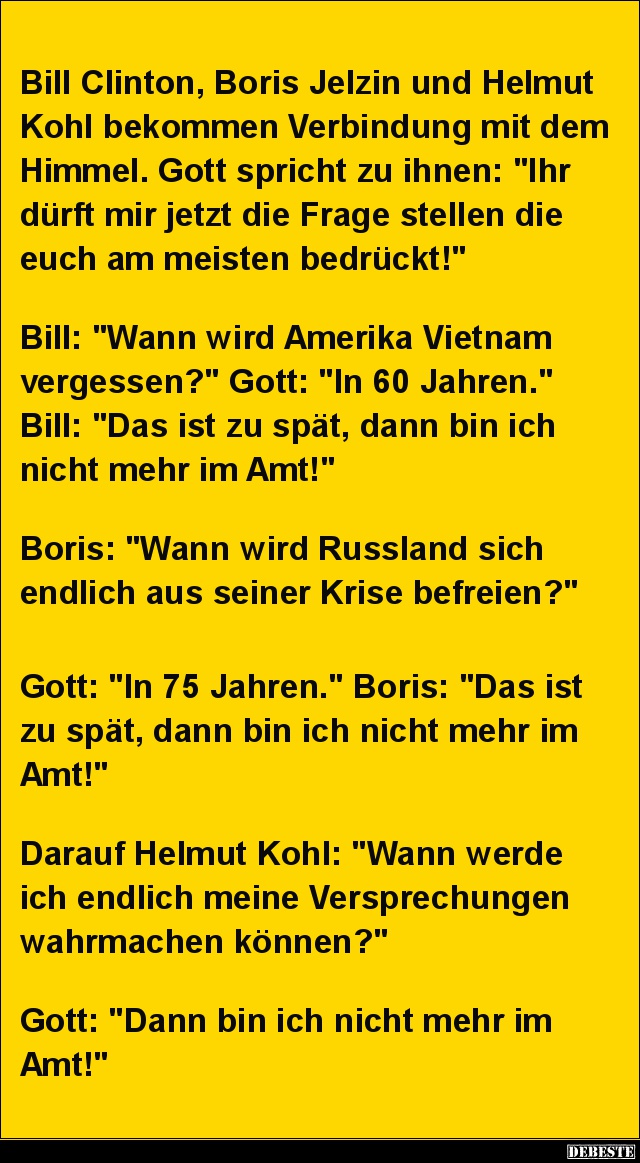 Bill Clinton, Boris Jelzin und Helmut Kohl bekommen.. - Lustige Bilder | DEBESTE.de