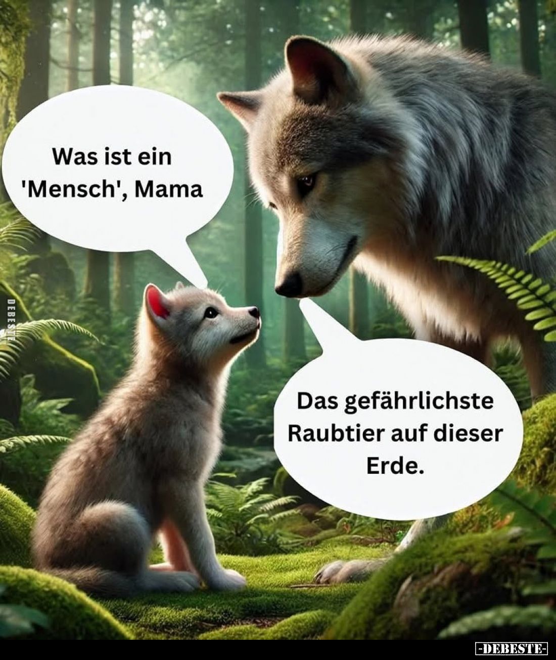Was ist ein 'Mensch', Mama.
Das gefährlichste Raubtier auf dieser Erde.