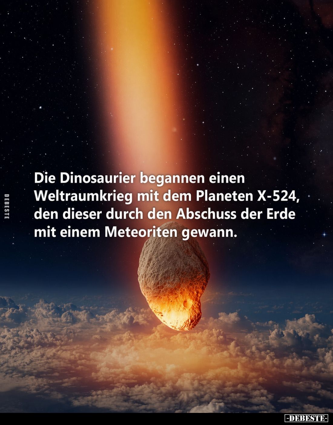 Die Dinosaurier begannen einen Weltraumkrieg mit dem Planeten X-524, den dieser durch den Abschuss der Erde mit einem Meteori...