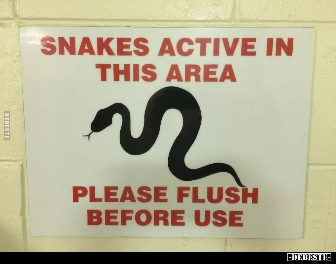 SNAKES ACTIVE IN THIS AREA
PLEASE FLUSH BEFORE USE