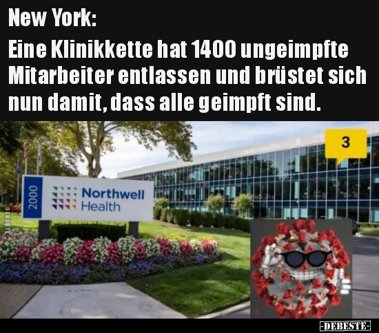 New York: Eine Klinikkette hat 1400 ungeimpfte Mitarbeiter.. - Lustige Bilder | DEBESTE.de
