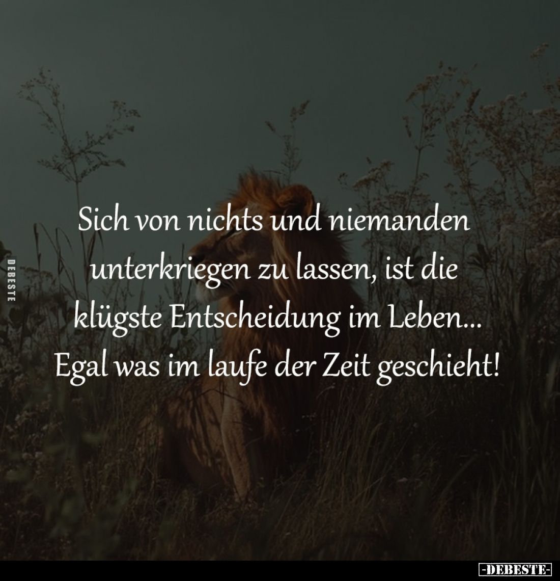 Sich von nichts und niemanden
unterkriegen zu lassen, ist die
klügste Entscheidung im Leben...
Egal was im laufe der Zei...