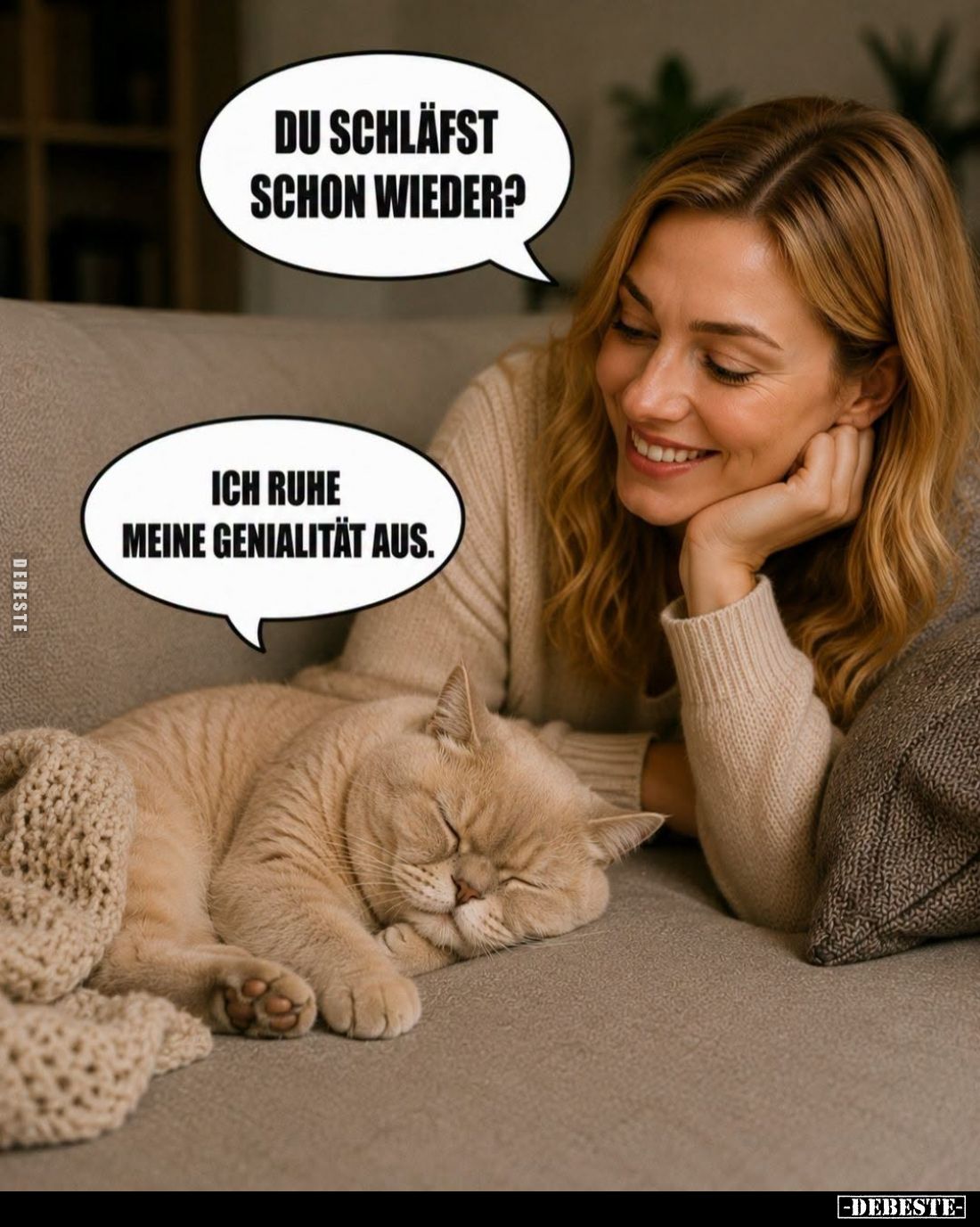 Du schläfst schon wieder? -
Ich ruhe meine Genialität aus.