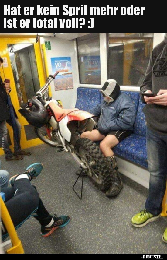 Hat er kein Sprit mehr oder ist er total voll? :)