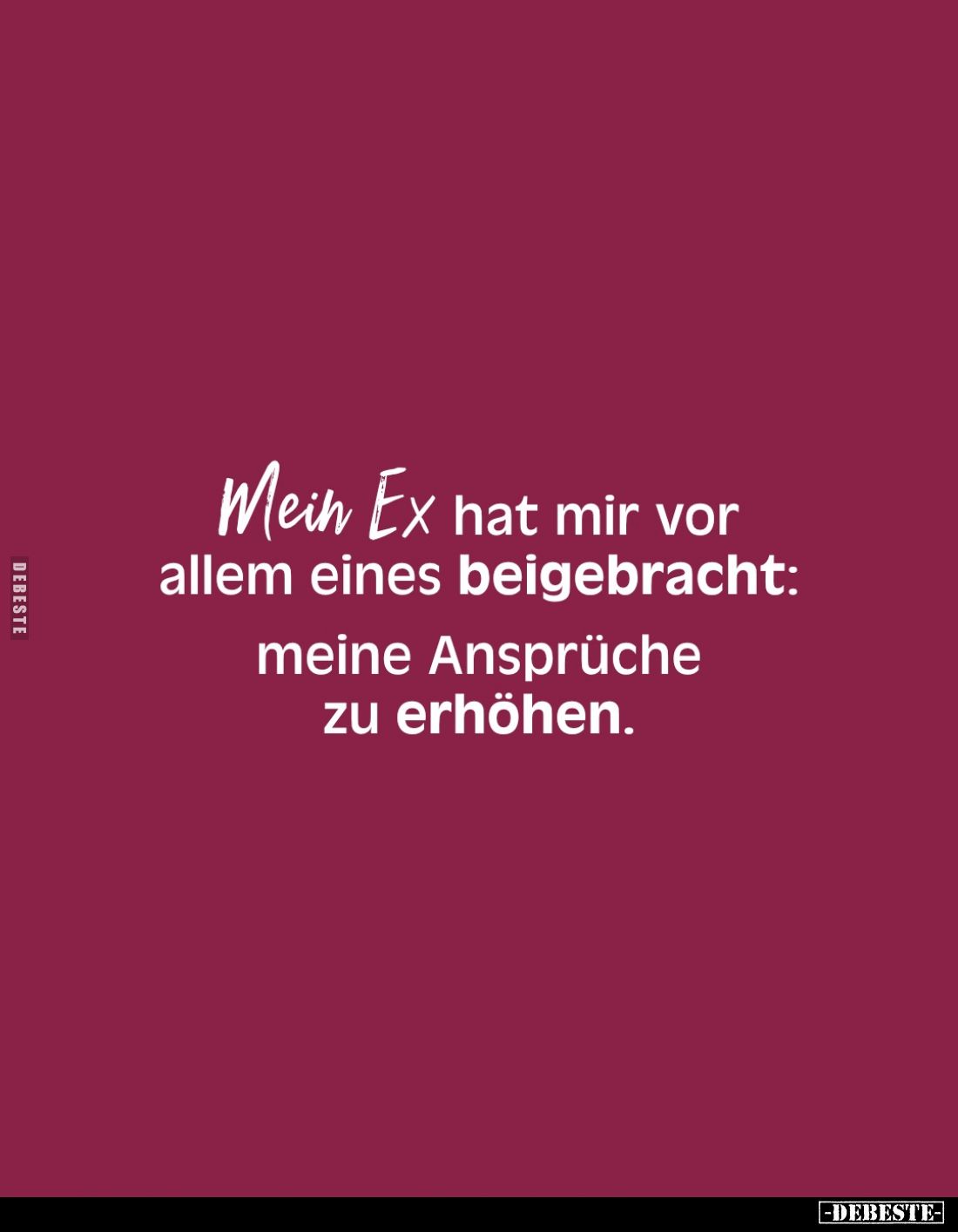 Mein Ex hat mir vor allem eines beigebracht:
meine Ansprüche zu erhöhen.