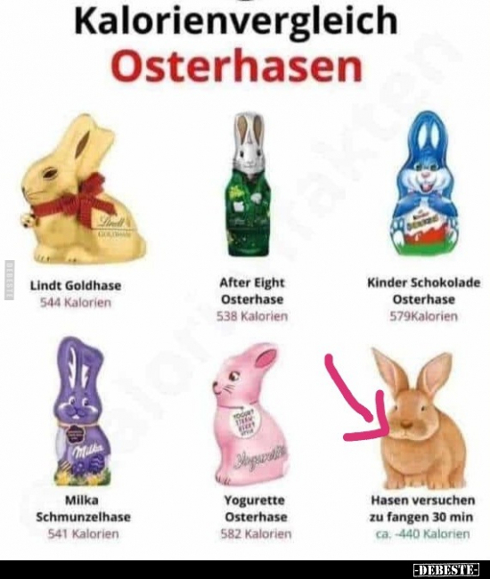 Kalorienvergleich Osterhasen.. - Lustige Bilder | DEBESTE.de