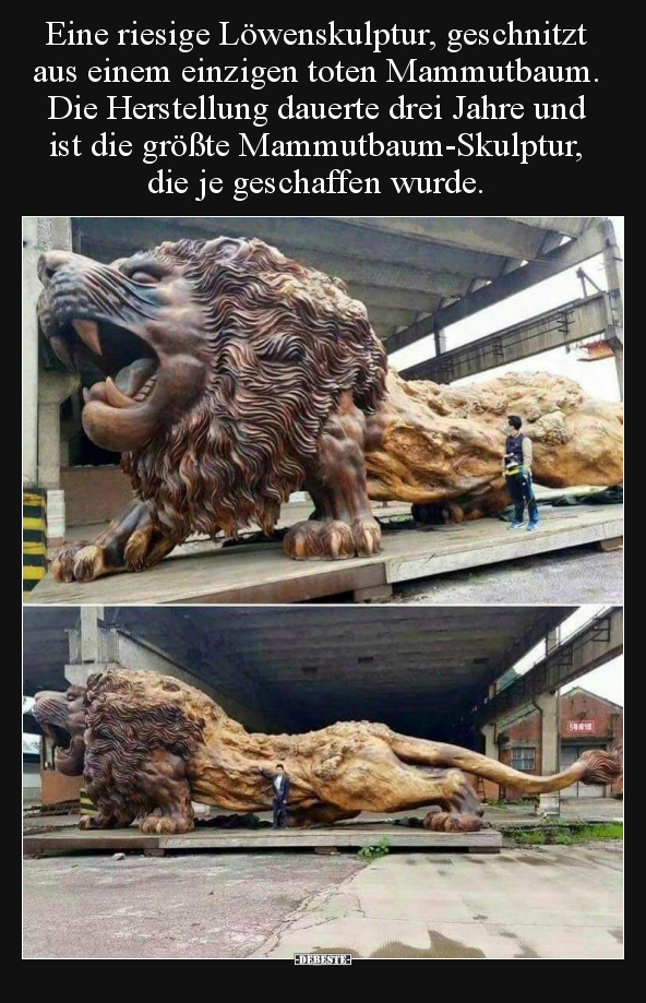 Eine riesige Löwenskulptur, geschnitzt aus einem einzigen.. - Lustige Bilder | DEBESTE.de