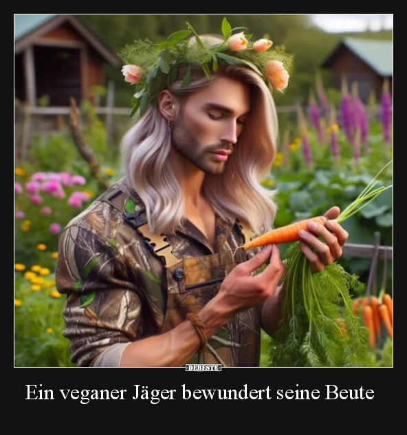 Ein veganer Jäger bewundert seine Beute.. - Lustige Bilder | DEBESTE.de
