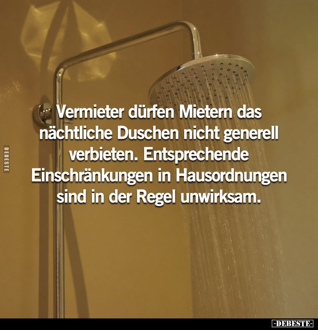 Vermieter dürfen Mietern das nächtliche Duschen nicht generell verbieten. Entsprechende Einschränkungen in Hausordnungen sind...