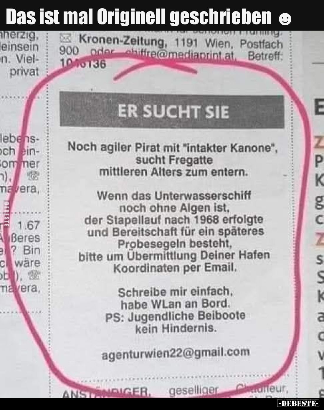 Das ist mal Originell geschrieben.