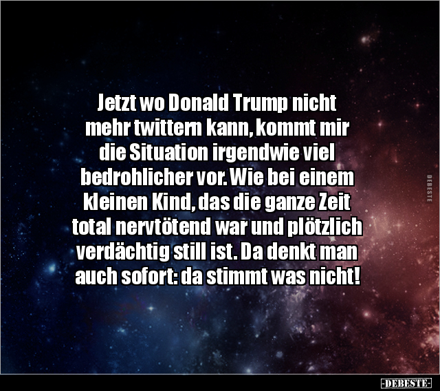 Jetzt wo Donald Trump nicht mehr twittern kann, kommt mir.. - Lustige Bilder | DEBESTE.de