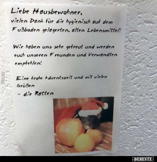 Liebe Hausbewohner, vielen Dank für die hygienisch auf dem.. - Lustige Bilder | DEBESTE.de
