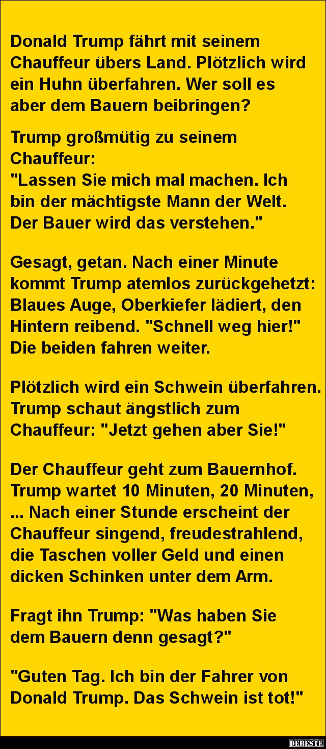Donald Trump fährt mit seinem Chauffeur übers Land.. - Lustige Bilder | DEBESTE.de
