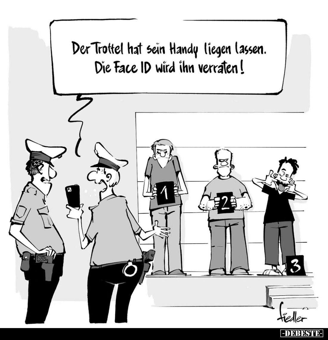 Der Trottel hat sein Handy liegen lassen. Die Face ID wird ihn verraten!