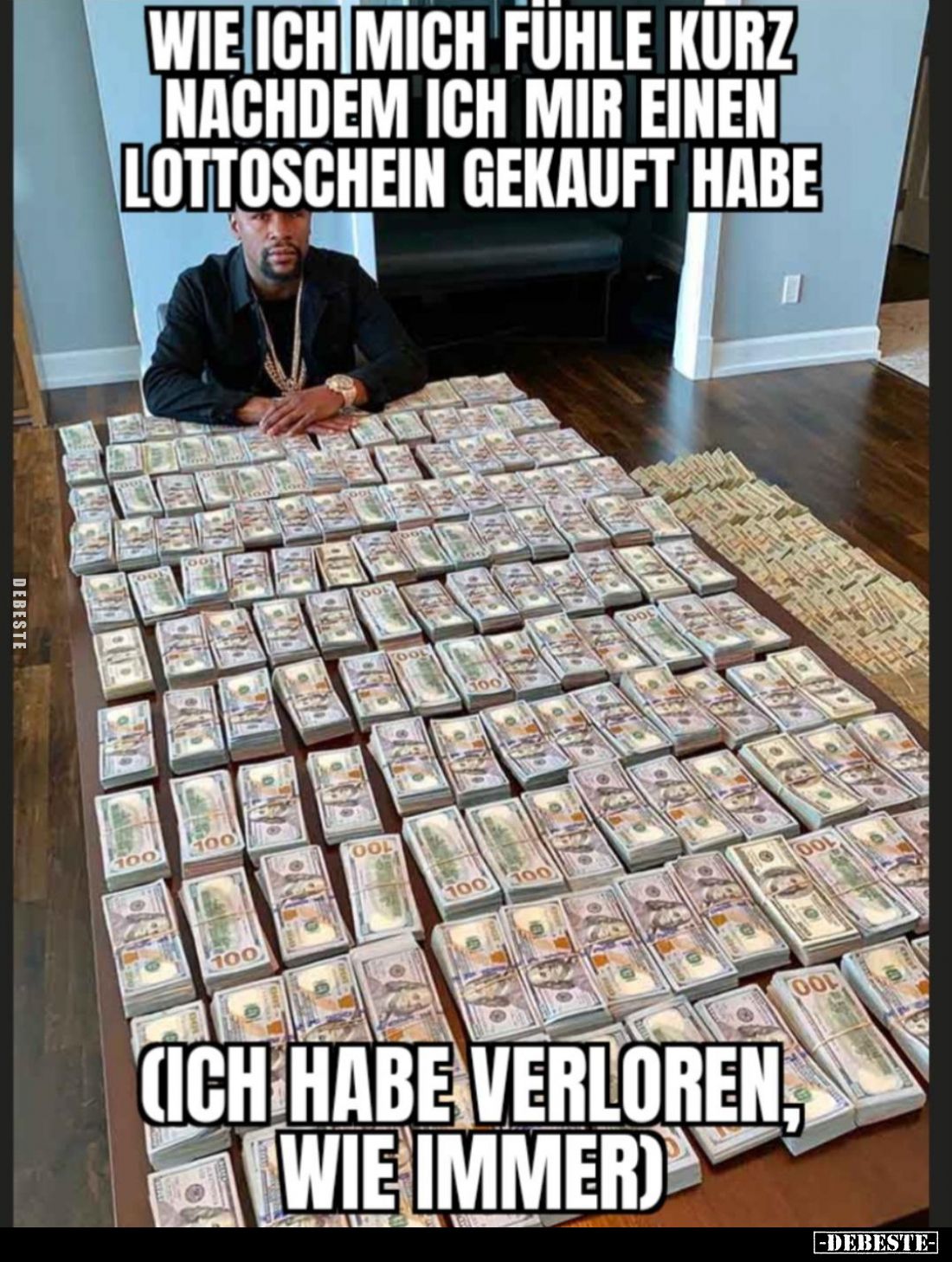 Wie ich mich fühle kurz nachdem ich mir einen Lottoschein gekauft habe

(Ich habe verloren, wie immer)