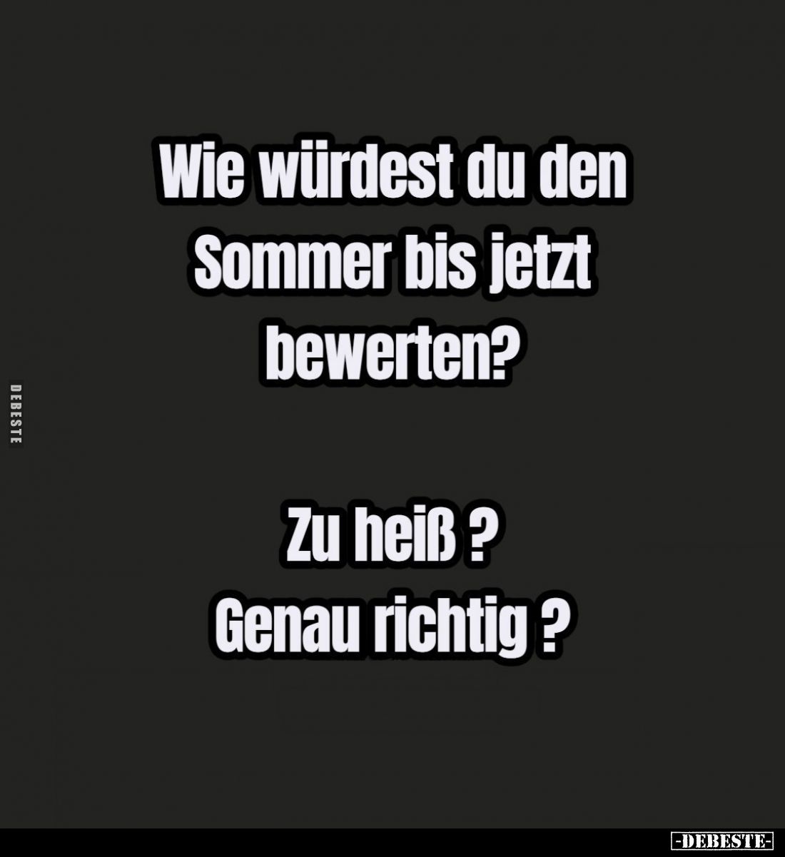Wie würdest du den Sommer bis jetzt bewerten?
Zu heiß?
Genau richtig?