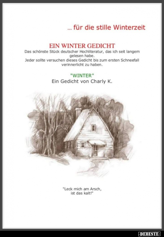 ...für die stille Winterzeit.. - Lustige Bilder | DEBESTE.de