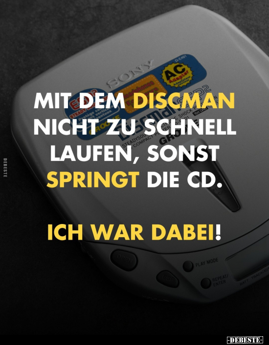 Mit dem Discman nicht zu schnell laufen, sonst springt die.. - Lustige Bilder | DEBESTE.de