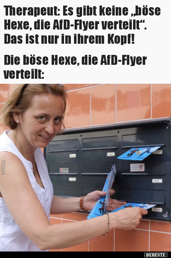 Therapeut: Es gibt keine "böse Hexe, die AfD-Flyer.." - Lustige Bilder | DEBESTE.de
