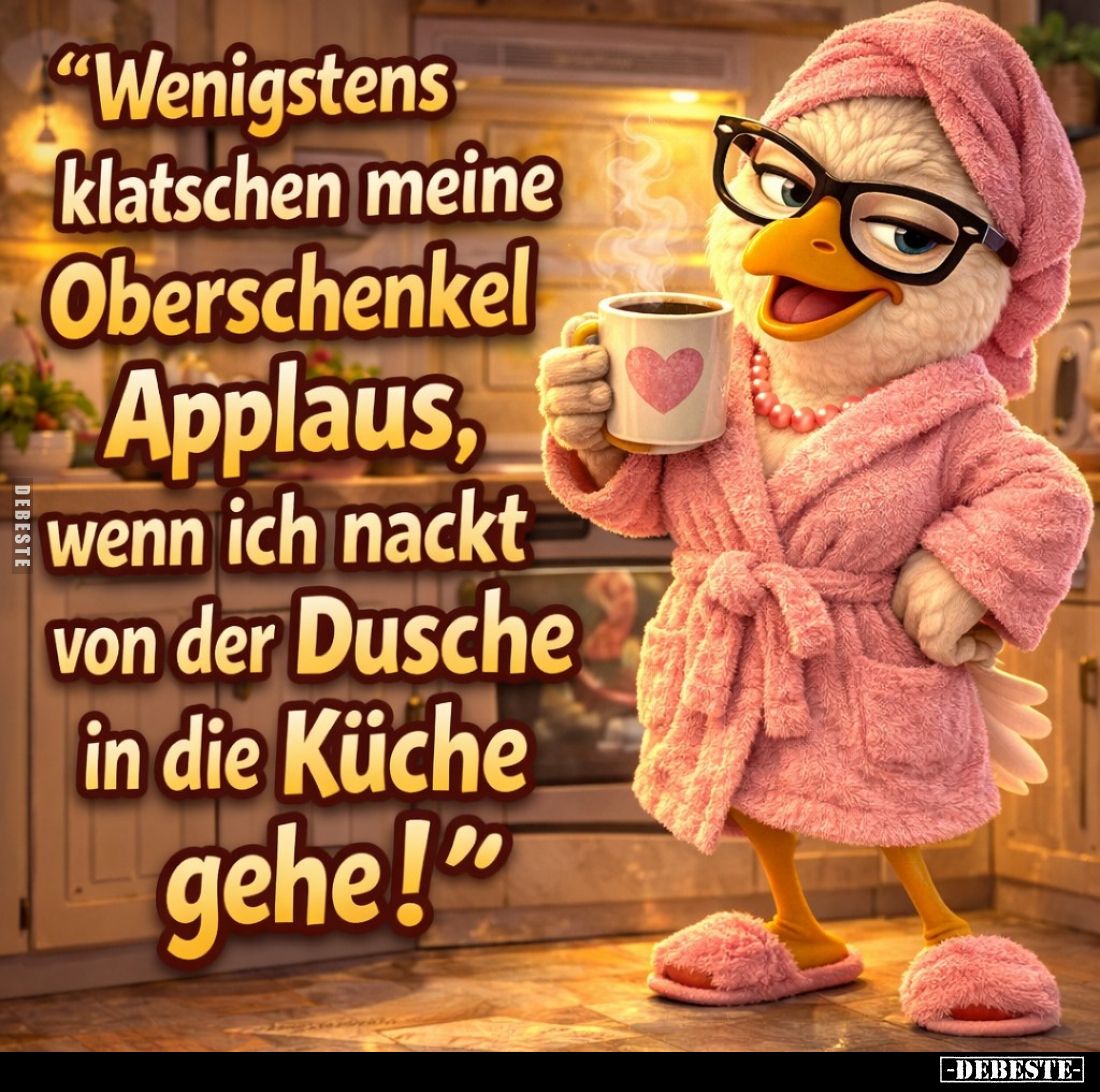"Wenigstens klatschen meine Oberschenkel Applaus, wenn ich nackt von der Dusche in die Küche gehe!"
