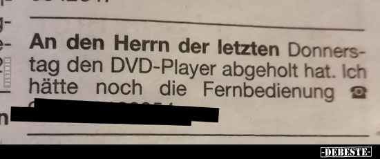 An den Herrn der letzten Donnerstag..