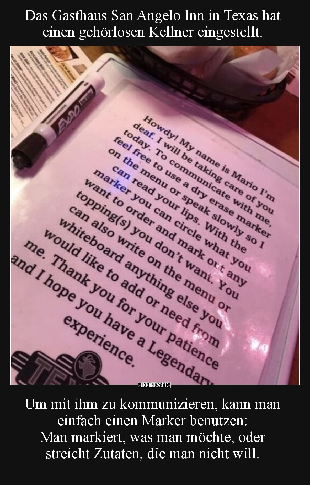 Das Gasthaus San Angelo Inn in Texas hat einen gehörlosen.. - Lustige Bilder | DEBESTE.de