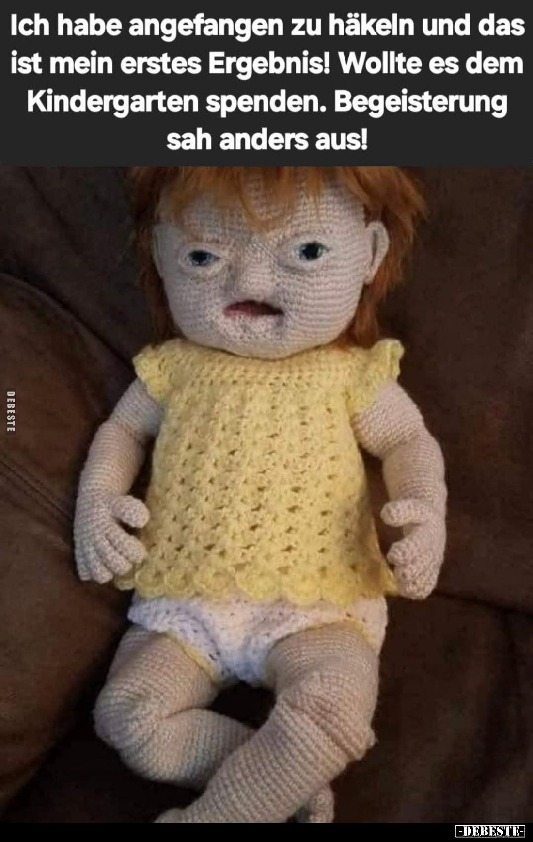 Ich habe angefangen zu häkeln und das ist mein erstes Ergebnis! Wollte es dem Kindergarten spenden. Begeisterung sah anders a...