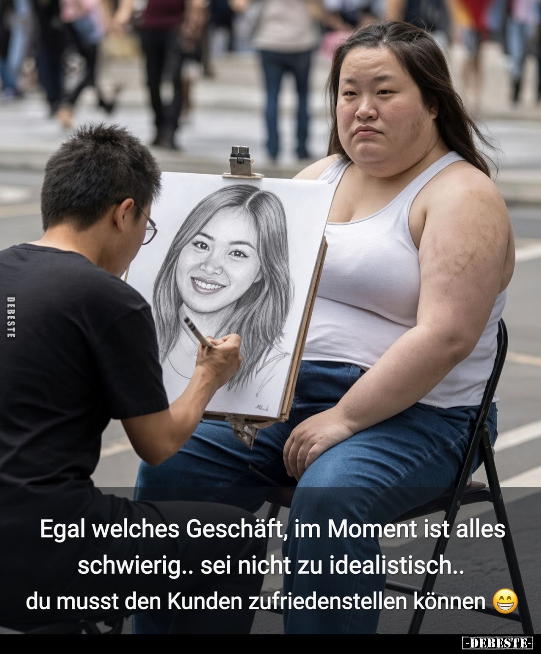 Egal welches Geschäft, im Moment ist alles. -
schwierig.. sei nicht zu idealistisch.. -
du musst den Kunden zufriedenstelle...