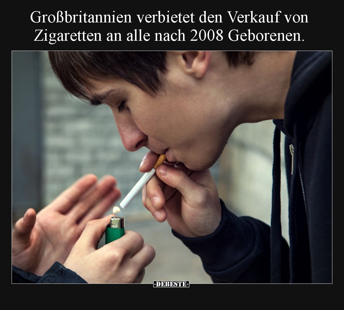 Großbritannien verbietet den Verkauf von Zigaretten an alle nach 2008 Geborenen.