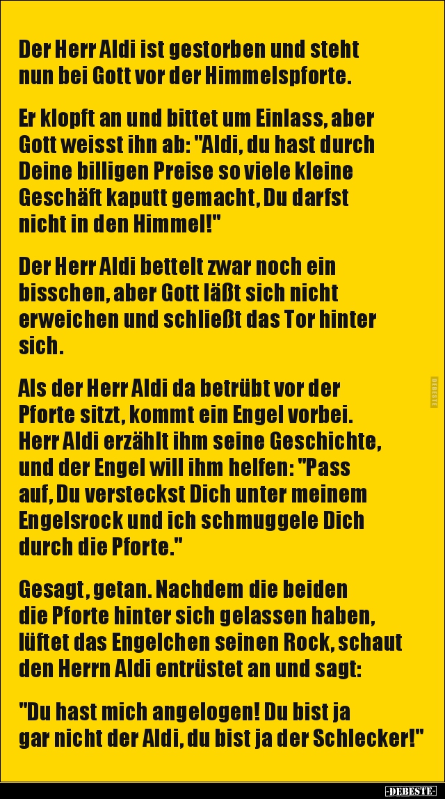 Der Herr Aldi ist gestorben und steht nun bei Gott vor der.. - Lustige Bilder | DEBESTE.de
