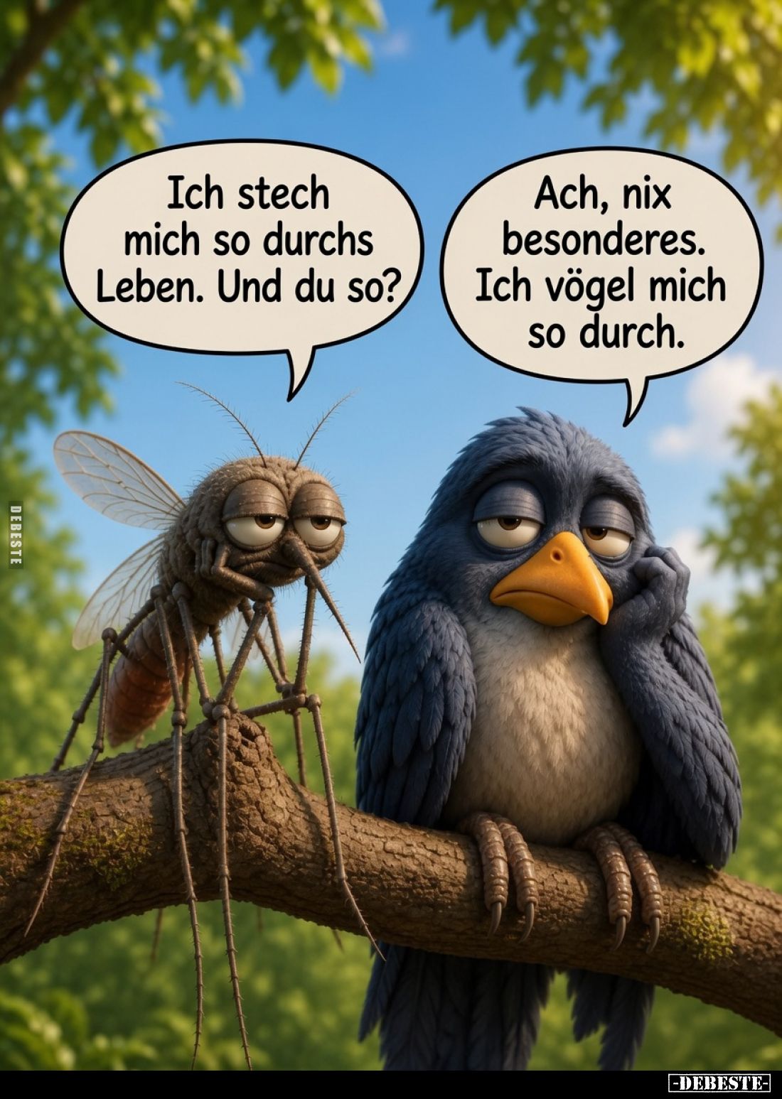 Ich stech mich so durchs Leben. Und du so?
Ach, nix besonderes. Ich vögel mich so durch.