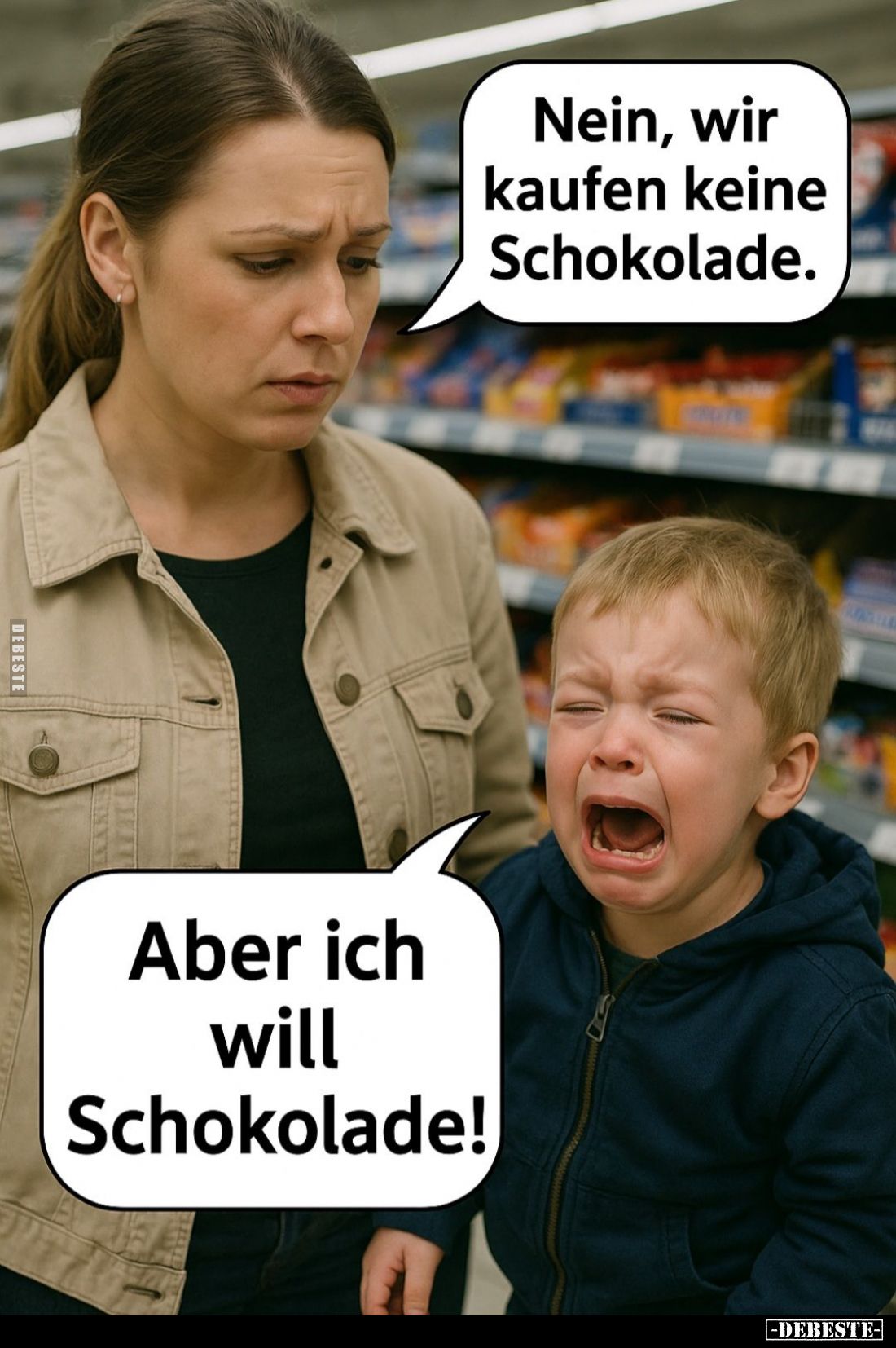 Nein, wir kaufen keine Schokolade. -
Aber ich will Schokolade!