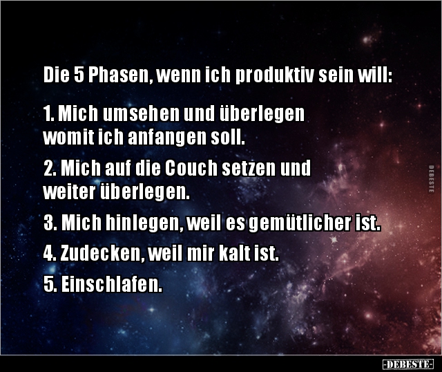 Die 5 Phasen, wenn ich produktiv sein will.. - Lustige Bilder | DEBESTE.de