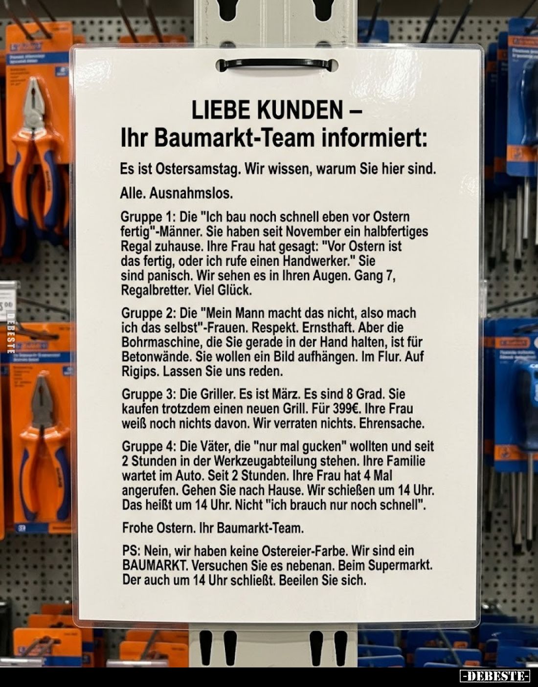 Liebe Kunden! Ihr Baumarkt-Team informiert... - Lustige Bilder | DEBESTE.de