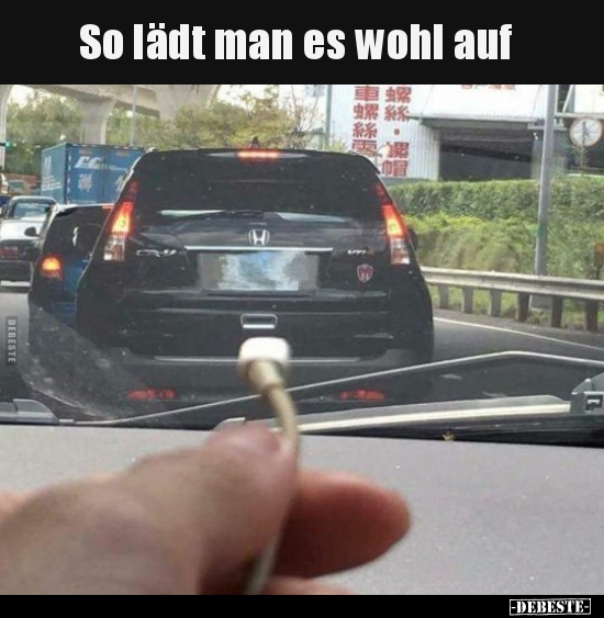 So lädt man es wohl auf..