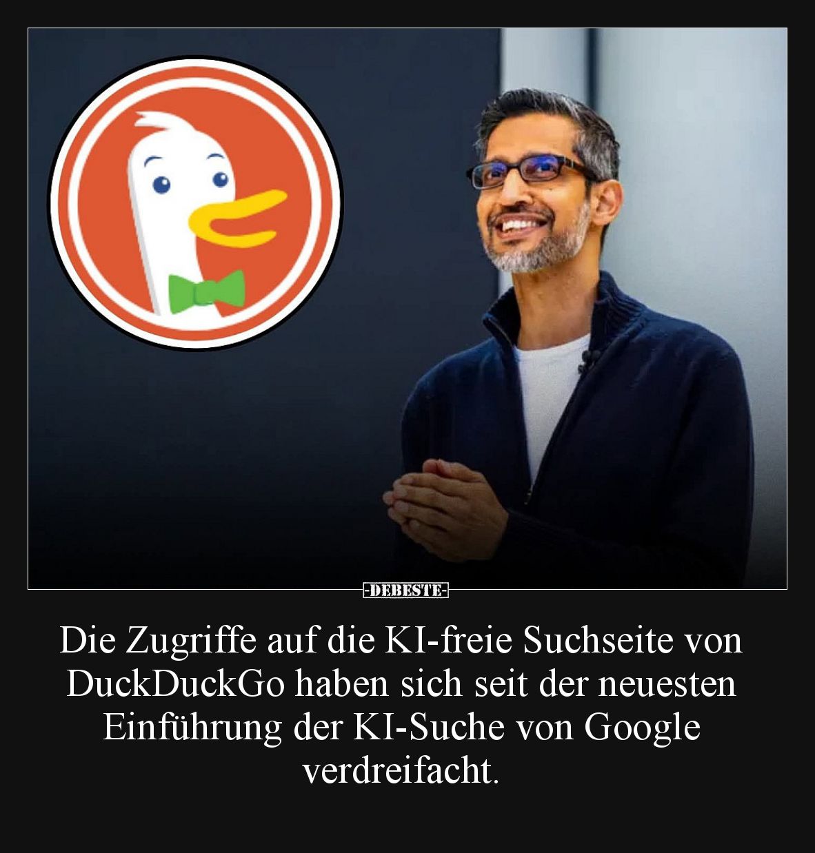 Die Zugriffe auf die KI-freie Suchseite von DuckDuckGo haben sich seit der neuesten Einführung der KI-Suche von Google verdre...