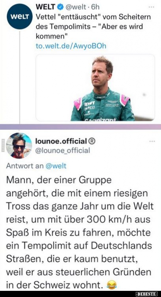Vettel "enttäuscht" vom Scheitern des Tempolimits.. - Lustige Bilder | DEBESTE.de
