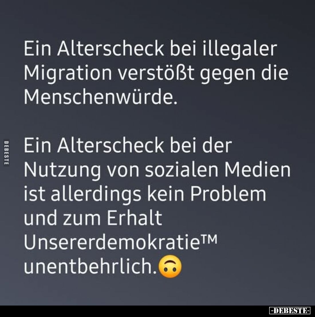 Ein Alterscheck bei illegaler Migration verstößt gegen die Menschenwürde.
Ein Alterscheck bei der Nutzung von sozialen Medie...