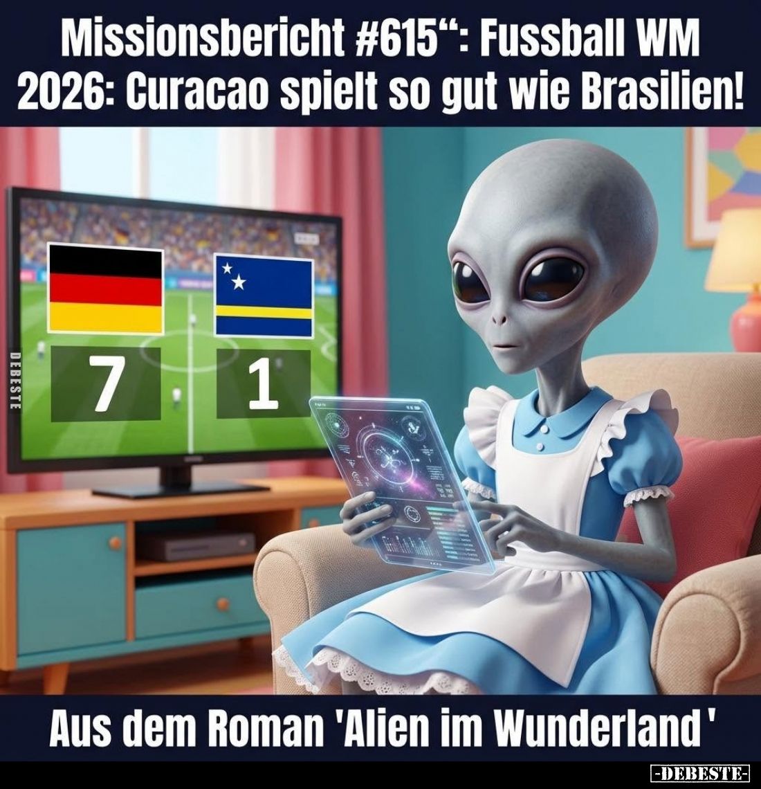 Fußball WM 2026: Curacao spielt so gut wie Brasilien!
-
Aus dem Roman "Alien im Wunderland."