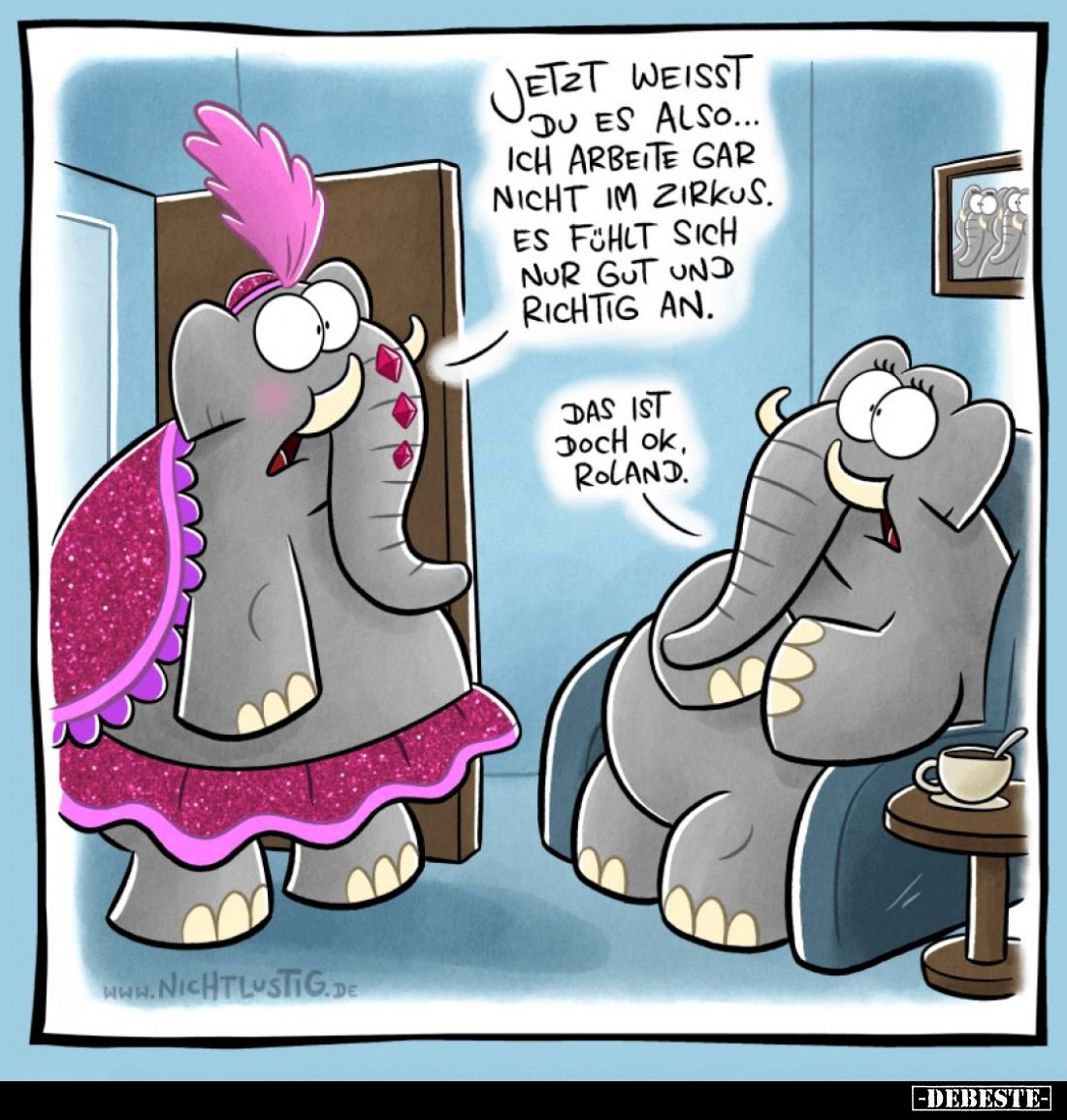 Jetzt weißt du es also... Ich arbeite gar nicht im Zirkus. Es fühlt sich nur gut und richtig an. -
Das ist doch ok, Roland.