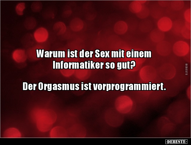 Warum ist der Sex mit einem Informatiker so gut? Der.. - Lustige Bilder | DEBESTE.de