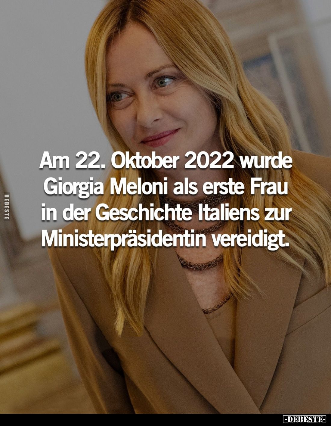 Am 22. Oktober 2022 wurde Giorgia Meloni als erste Frau in der Geschichte Italiens zur Ministerpräsidentin vereidigt