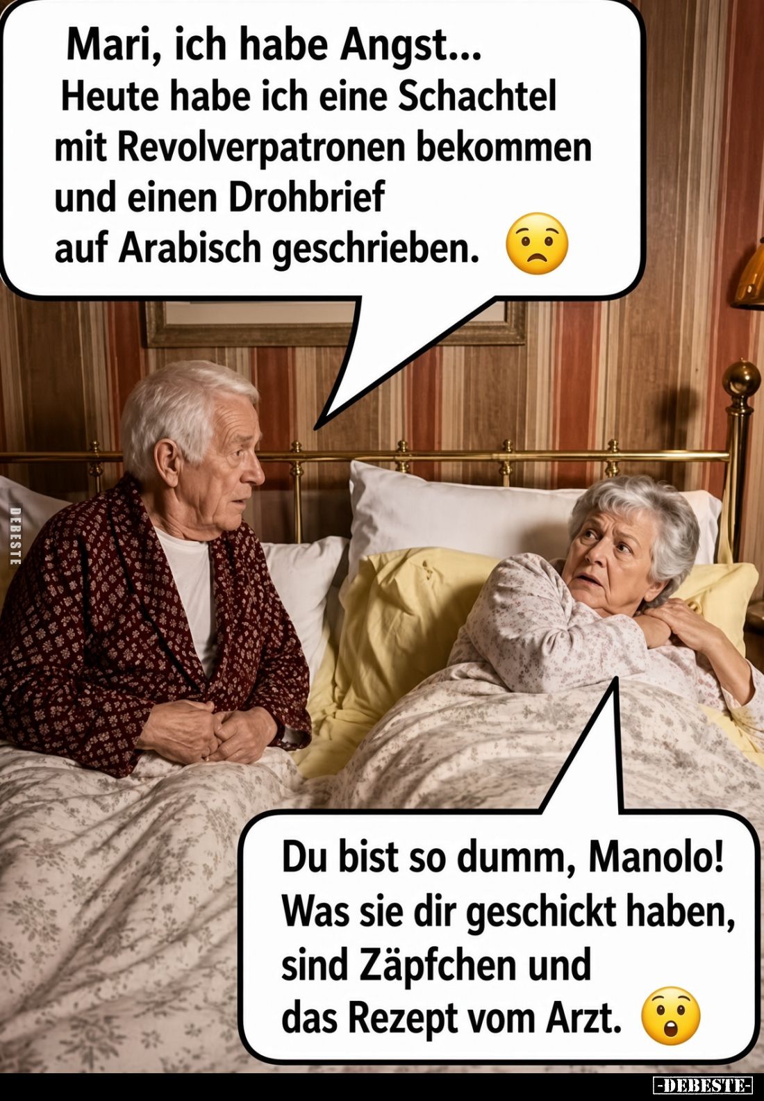 Mari, ich habe Angst...
Heute habe ich eine Schachtel
mit Revolverpatronen bekommen
und einen Drohbrief
auf Arabisch gesc...