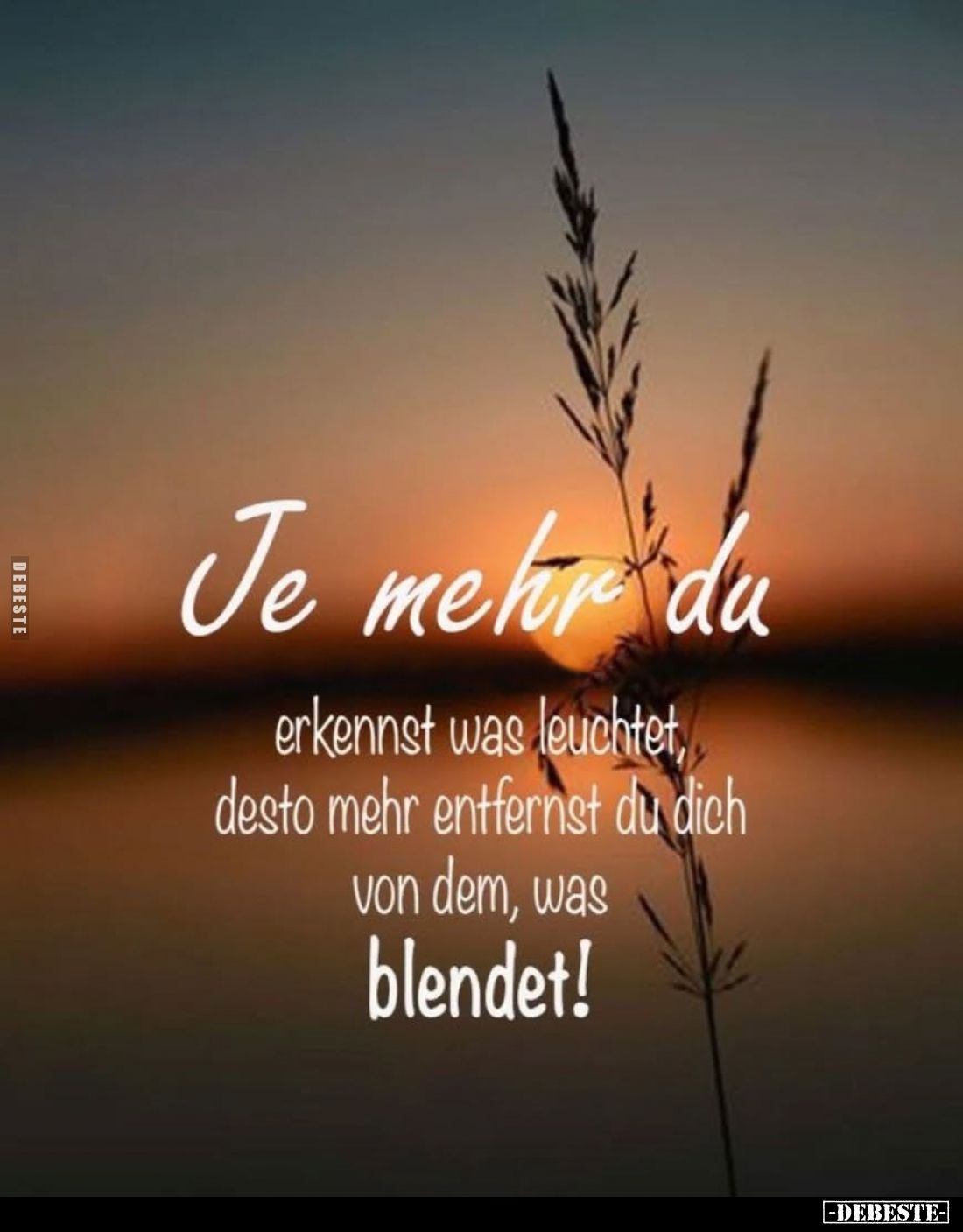 Je mehr du erkennst was leuchtet, desto mehr entfernst du dich von dem, was blendet!