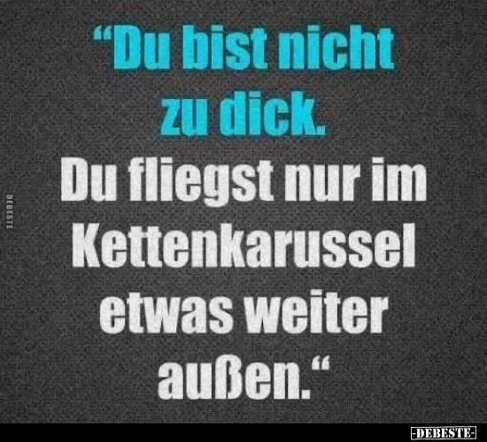 "Du hist nicht zu dick. Du fliegst nur im Kettenkarussel.." - Lustige Bilder | DEBESTE.de