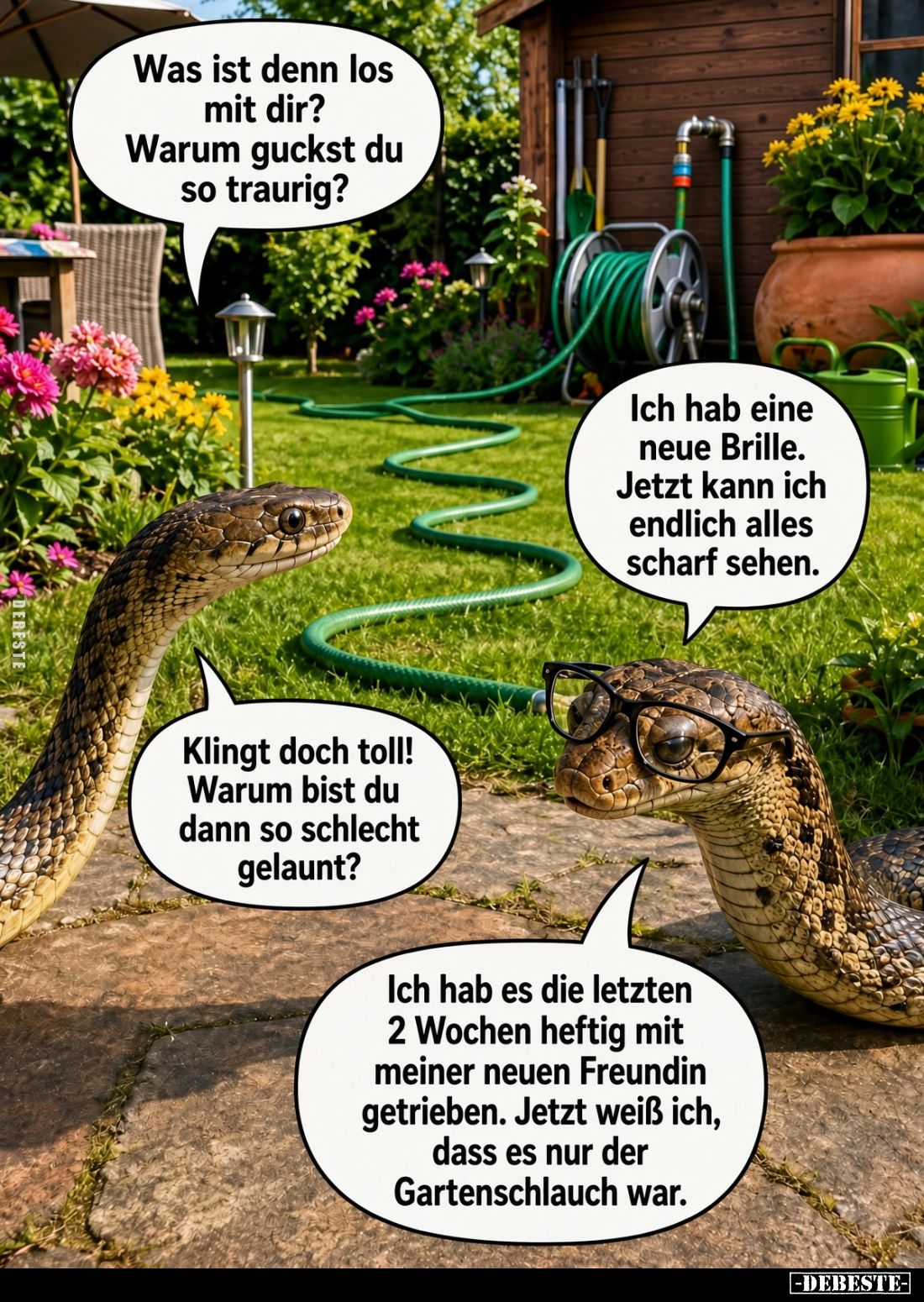 Was ist denn los mit dir? -
Warum guckst du so traurig?
-
Ich hab eine neue Brille. Jetzt kann ich endlich alles scharf se...