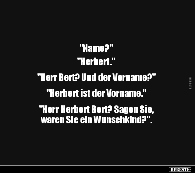"Name?" "Herbert." "Herr Bert? Und der.." - Lustige Bilder | DEBESTE.de